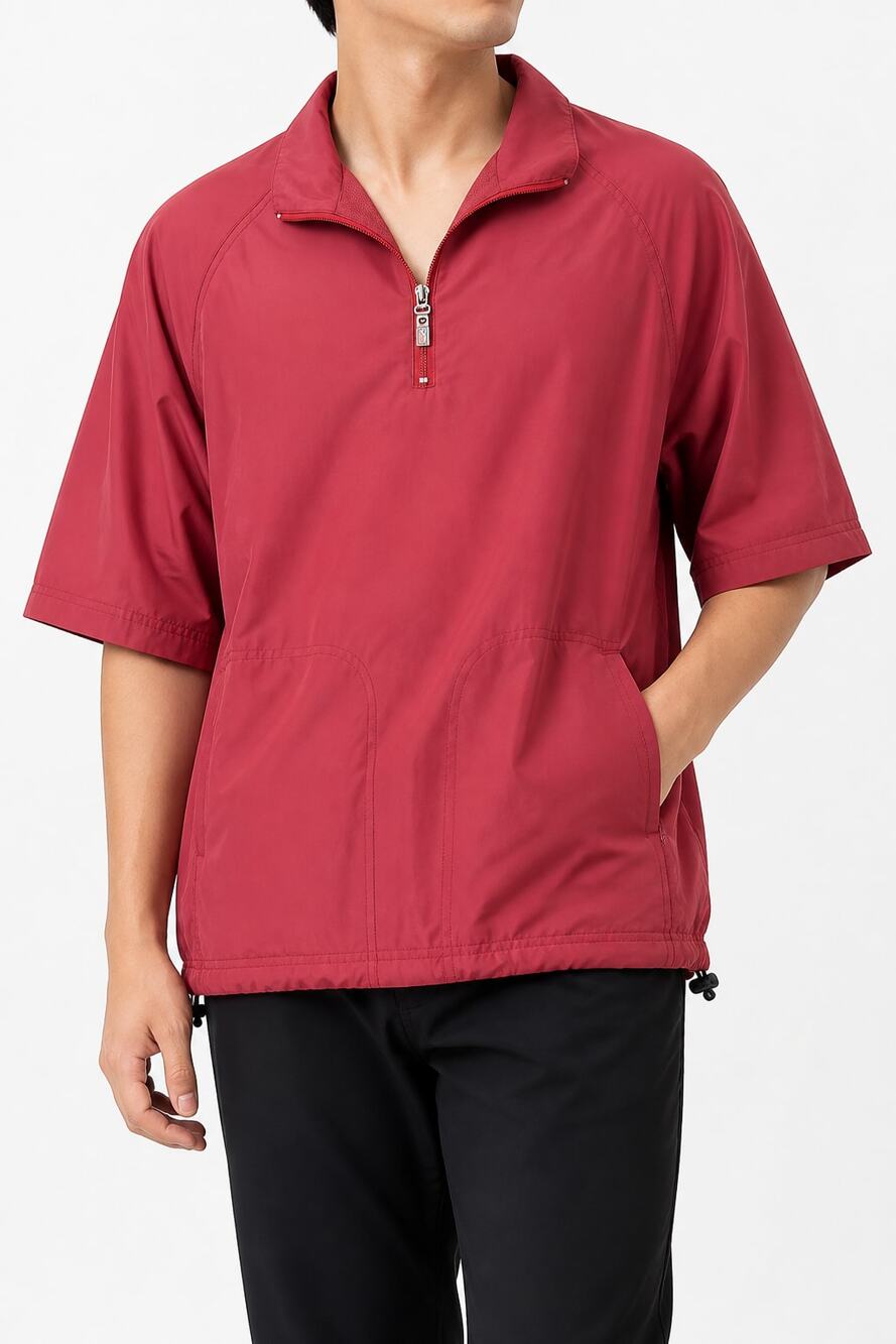 PGA TOUR Red Short Sleeve 1/4 Zip Golf Windbreaker Men's Medium Athleisure